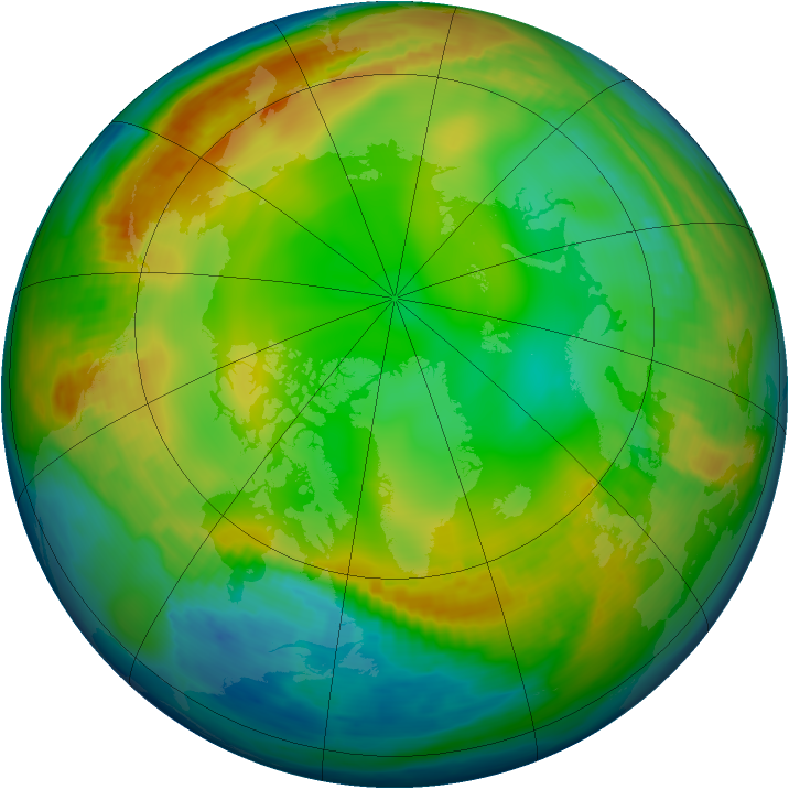 Arctic ozone map for 24 December 1979